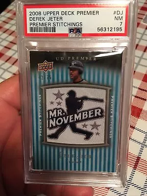 2008 UD PREMIER Derek Jeter #DJ PREMIER STITCHINGS #d/75 PSA NM 7 Pop1 No Higher • $150