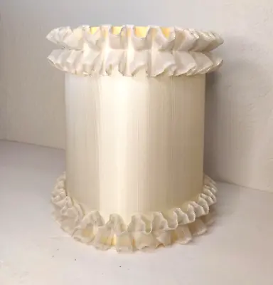 Vintage Boudoir Lamp Shade Beige Ruffled Cylinder Clip On • $18