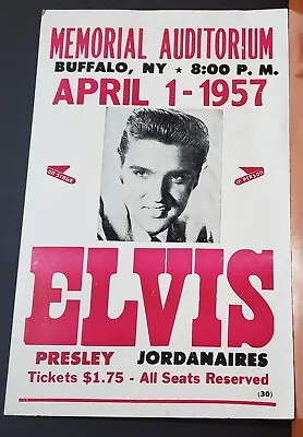 Vintage ELVIS PRESLEY 4-1-1957 Memorial Auditorium Buffalo NY Concert Poster • $19