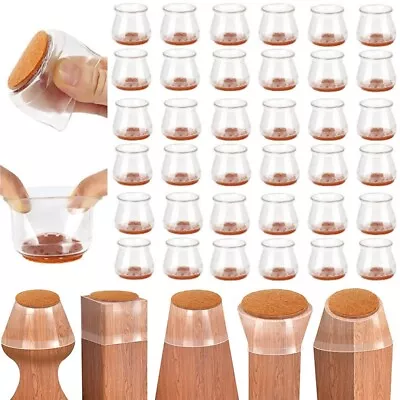 20/36 Pcs Medium Silicone Chair Leg Floor Protectors Transparent Table Feet Caps • $9.99