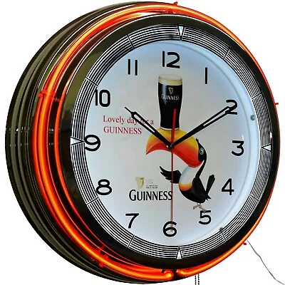 19  Lovely Day For A GUINNESS Double Neon Beer Clock Pub Bar Decor (Orange) • $174.95