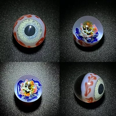 .90” “Rainbow Flower” Eye DOUBLE SIDED Implosion Glass Art Eyeball Marble USA • $29.99