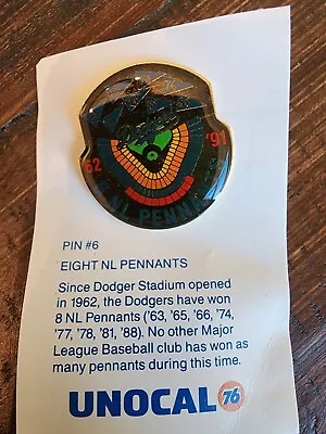 1992 Los Angeles Dodgers MLB Unocal 76 Pin #6 Eight NL Pennants • $7