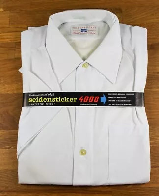 Men's Nylon Shirt Seidensticker 4000 Short Sleeve White 60er Size 40 True • £73.06