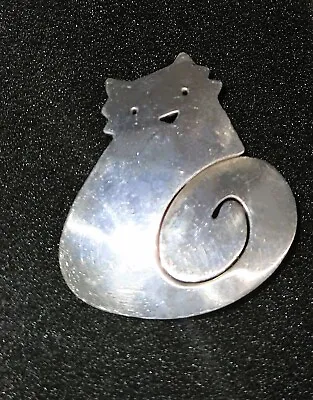 $23 • Buy Vintage Silver .925 Far Fetched Whimsical Cat Pin