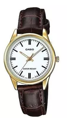 Casio Ladies Watch LTP-V005GL-7A Gold Plated Case Leather Band Japanese Movement • $45