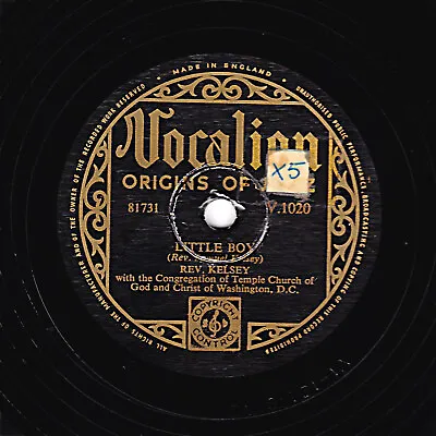 £18 • Buy REV. KELSEY Gospel  78  LOW DOWN THE CHARIOT / LITTLE BOY  UK VOCALION V 1020 E-
