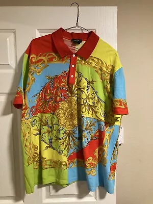 Versace Polo Shirt All Over Print Baroque 6XL Rare Fits 2X • $250