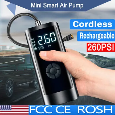 Electric Inflator Pump Portable Mini 260PSI Smart Digital Air Compressor Pump • $30.89