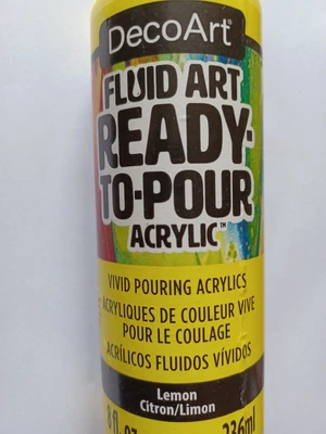 £7.99 • Buy DecoArt Fluid Art Ready-To-Pour Acrylic Paint 8oz (236ml) COLOUR LEMON
