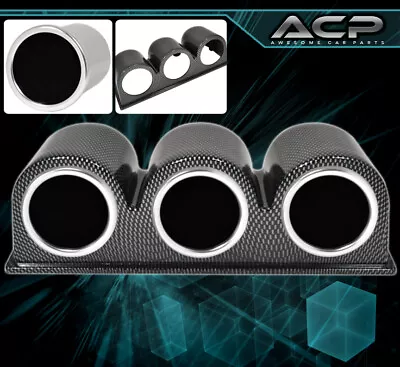 $359.99 • Buy 3 Carbon Fiber 2  Holder Pod Cup Gauge Meter Turbo Boost Oil Pressure Tachometer