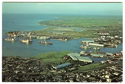 1980s Postcard Aerial View Of Port Louis Harbour & Ships Mauritius Unposted • £3.75