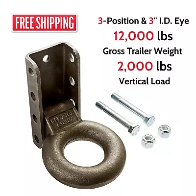 Adjustable Pintle Hitch Eye Channel Assembly Tow Agricultural Military Trailer • $127.29