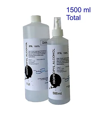 $25.50 • Buy Isopropyl Alcohol 100% IPA Isopropanol 1.5L 1 Litre + 500ml Finger Sprayer 
