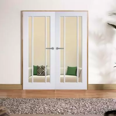 Rebated Door Internal Pair French Doors Langdale Clear Glass White Primed Pair • £319.99