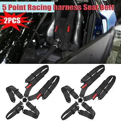 Pair 5 Point Racing Harness Camlock Quick Release Safety Seat Belt ATV UTV Black • $99.99