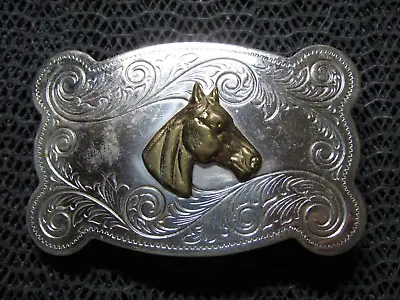 WESTERN HORSE MUSTANG STALLION BELT BUCKLE! VINTAGE! RARE! CHAMBERS! 1970s! USA • $24.99