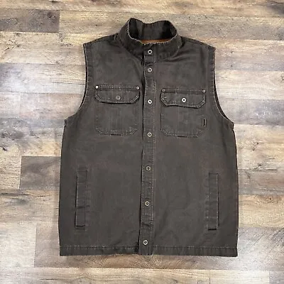 Legendary Whitetails Vest Mens Medium Brown Waxed Cotton Lined Outdoor Pockets • $28.99
