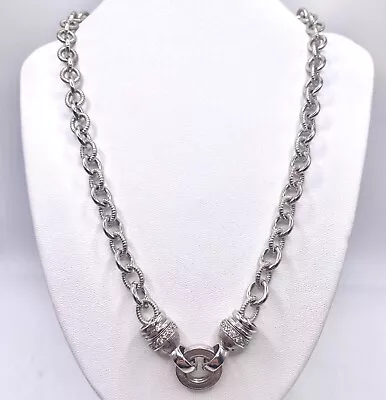 Judith Ripka Sterling Silver Diamonique CZ Magnetic Pendant Necklace 18  • $9.99