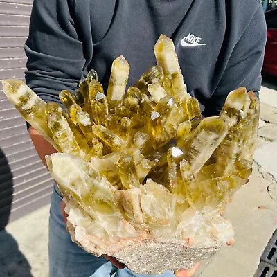 49.8lb Natural Citrine Cluster Mineral Specimen Quartz Crystal Healing 954 • $0.99