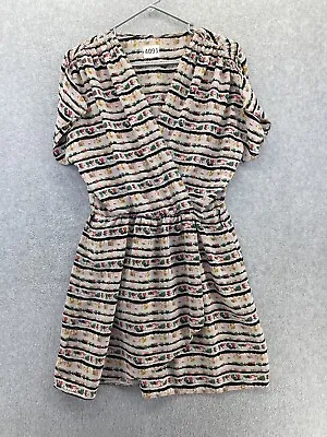 BCBG Max Azria Women's Surplice Dress Short Sleeve Striped 100% Silk Medium • $18.75