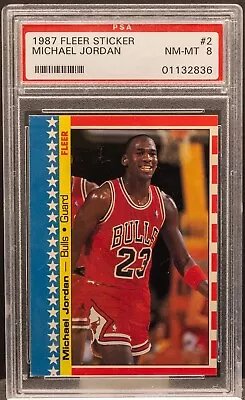 01132836 MICHAEL JORDAN 1987 Fleer Stickers Hall Of Fame HOF GOAT PSA 8 • $64