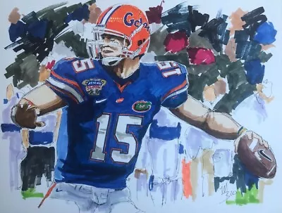 SEC SPORTS PLAYER PRINT Of Florida Gators Quarterback Tim Tebow By Michael Brown • $39.50