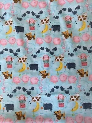 Mother Goose Nursery Rhymes Baby Blue 100% Cotton Sewing Fabric Material BTHY • $4.99