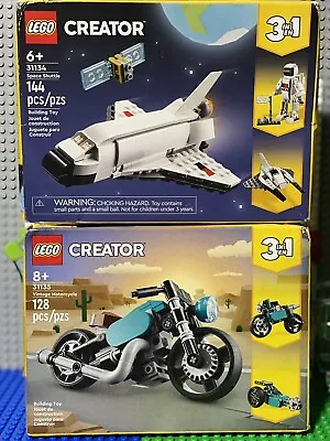 $29.95 • Buy LEGO® Creator 3-in-1 2 Set: Space Shuttle 31134 + Vintage Motorcycle 31135