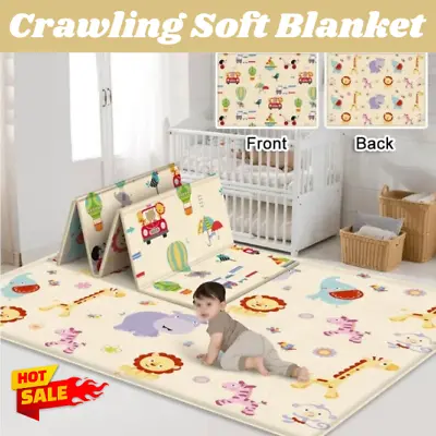 2Side Baby Play Mat Crawling Soft Blanket Folding Cartoon Waterproof Picnic Carp • £12.98