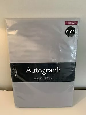 M&s Autograph Extra Deep Fitted Single Sheet 750 Tc Supima Cotton Sateen Grey • £35.99