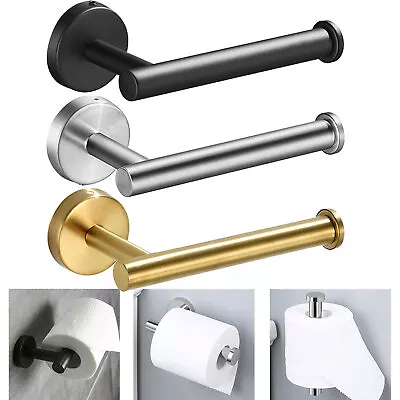 Wall-Mounted Toilet Paper Roll Holder Stainless Steel Hook Bathroom Brushed 3Cor • $18.99