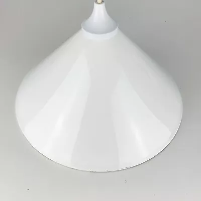 Vintage Danish White Enamel Metal Cone Pendant Light Shade Mid Century Holland • $127.60