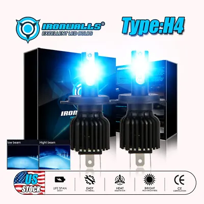 H4 9003 HB2 LED Bulbs Hi/Lo Beam 8000K Ice Blue Motorcycle Headlight High Power • $17.99