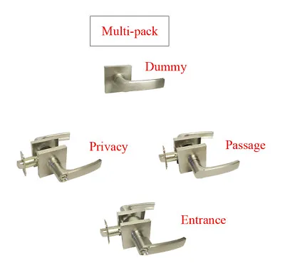 Satin Nickel Square Door Handle Lever Locks Passage Privacy Entry Brushed Nickel • $12.99