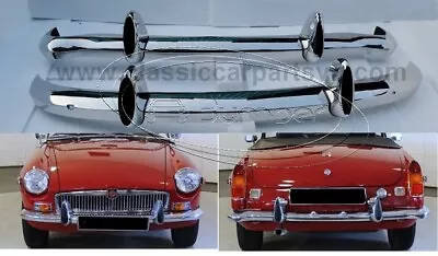 MGB Bumpers With Rubber On Over Riders NEW Stainless • $684