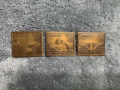 1976 Canada Montreal Olympic 3 Piece Bronze Stamp Set Sailing Rowing Swimming • $18