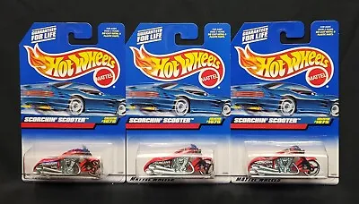 Hot Wheels Scorchin' Scooter #1075 ** VINTAGE 1998 ** 3-MOTORCYCLE LOT ** • $8.50