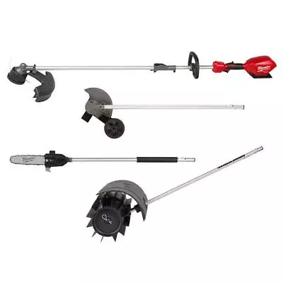 Milwaukee QUIK-LOK String Trimmer 18V + Rubber Broom Pole Saw Edger Attachment • $665.13