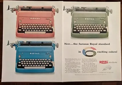 1955 Vintage Royal Typewriter Print Ad Pink Green And Blue Color Options  • $8.99