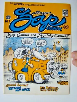 Zap Comix #1 All Robert Crumb Art Mr. Natural Apex Novelties $.35 Cover 1967 FN- • $50.99