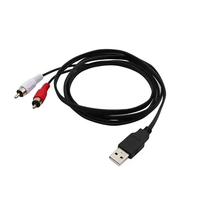 1.5M Usb A Male To 2X Rca Phono Male Av Cable Lead Pc Tv Aux Audio Video Adapter • $6.69