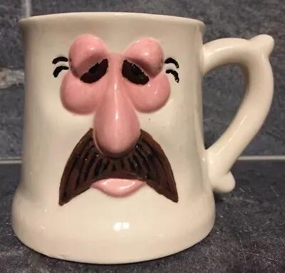 VTG Coffee Cup Mug FIGURAL FACE MUSTACHE MAN Handmade OOAK KITSCHY WEIRD • $19.99