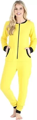 Sleepyheads Womens L Fleece Non-Footed Solid Color  Pajamas Jumpsuit Yellow • $10