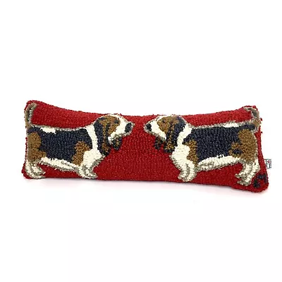 Chandler 4 Corners Beagle Dog Hooked Wool Pillow By Laura Megroy 23x9” • $35