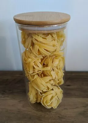 £6.60 • Buy Airtight Glass Kitchen Storage Cylinder Jars With Sealing Bamboo Lid