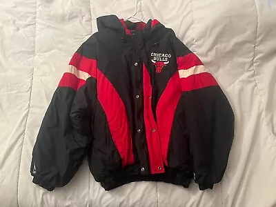 Vintage 1990's Chicago Bulls Starter Jacket With Hood XL SIZE • $100