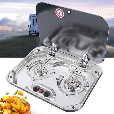 Boat Caravan RV Camper Gas Stove Hob 2 Burner LPG Cooktop Stove Stainless Steel • $176.70