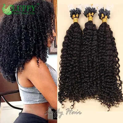 Kinky Curly Micro Loop Ring Beads Human Hair Extensions For Black Women 100Grams • $60.59