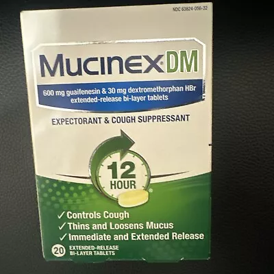 One Of Brand New Mucinex 600mg Guaifenesin & 30mg Dextromethorphan 20 Tablets! • $14.99